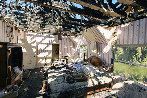 Fire Damaged Bedroom in Florida
